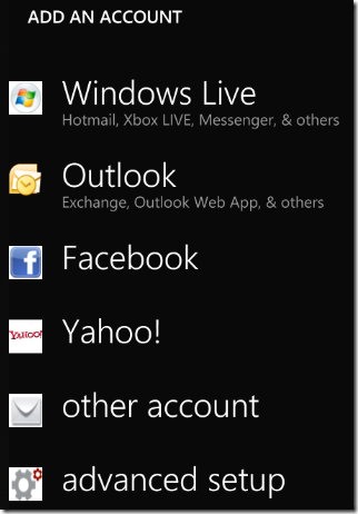 Windows 7 Phone Add Account